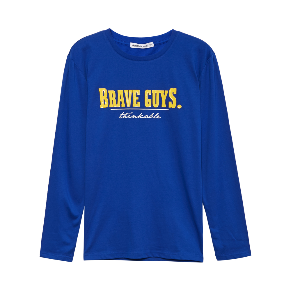 美特斯邦威长袖T恤男秋季休闲字母图案印花针织长袖T恤