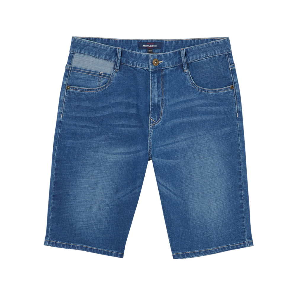 美特斯邦威牛仔短裤男夏装简洁修身舒适五分中裤伍嘉成款