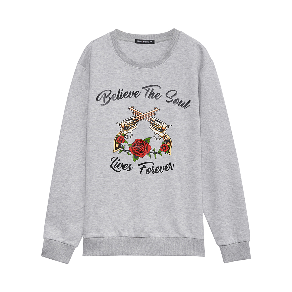 美特斯邦威套头卫衣男秋季宽松潮流印花圆领上衣服任嘉伦1