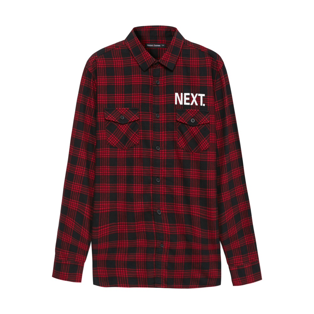 美特斯邦威长袖衬衫男士秋季格子衬衣显瘦字母上衣任嘉伦1