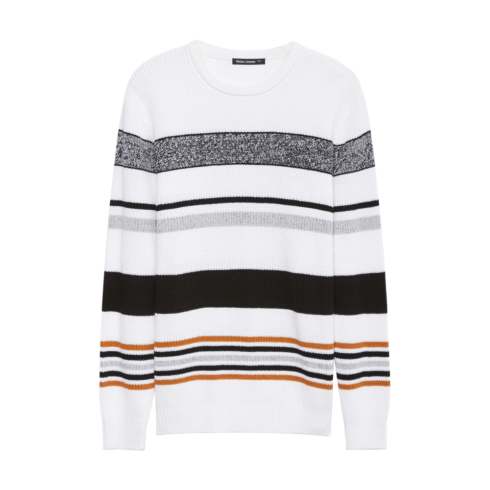 美特斯邦威套头毛衣男士秋季休闲条纹针织衫毛毛衫任嘉伦1