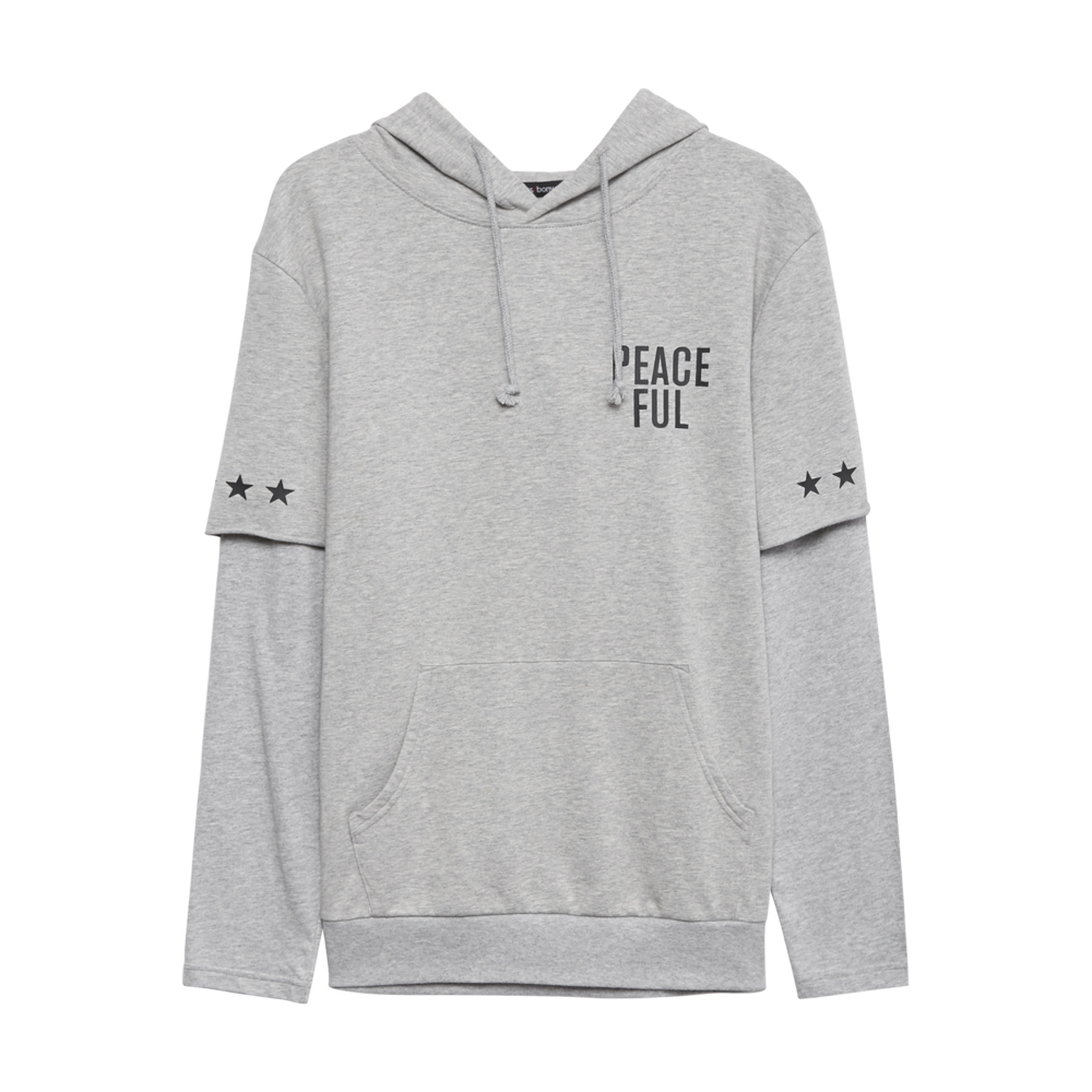 美特斯邦威套头卫衣男士秋季潮流假两件字母印花连帽衫_1