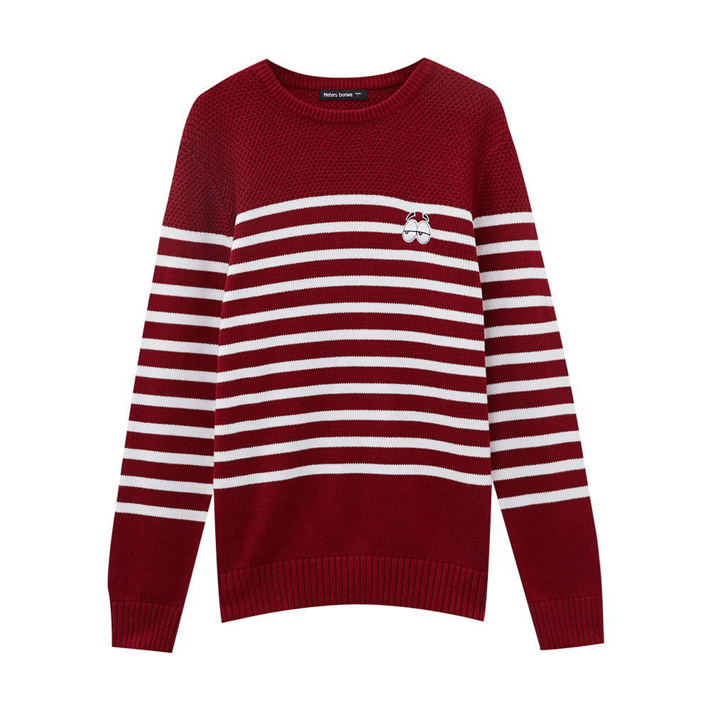 美特斯邦威套头毛衣男士秋季条纹海魂毛衫卡通印花韩潮流