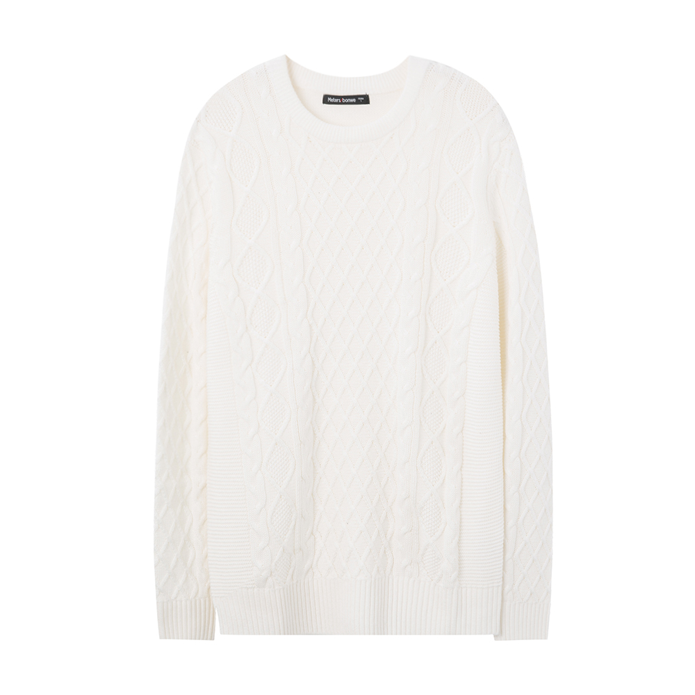 美特斯邦威针织衫男士秋季纯色圆领绞花长袖毛线衫宋威龙8243