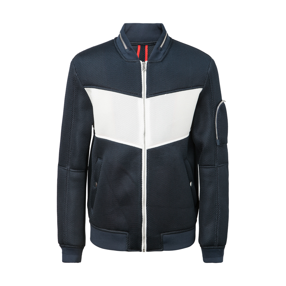 美特斯邦威夹克男士时尚棒球领立体网眼撞色拼接茄克外套13560