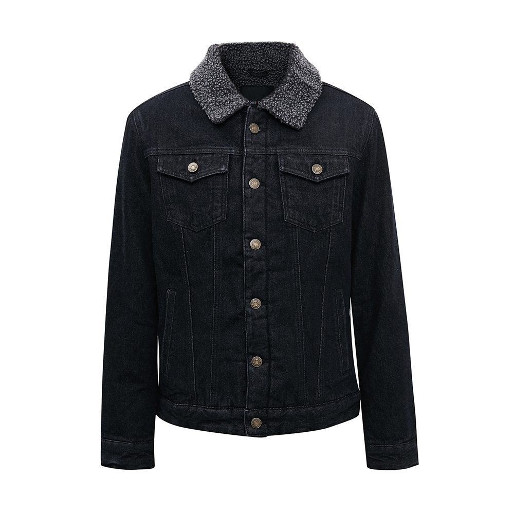 美特斯邦威牛仔夹克男士秋季韩版茄克羊羔绒棉服外套潮流16953