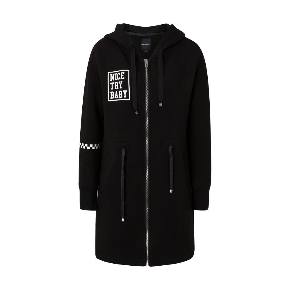 美特斯邦威风衣女士秋季连帽中长款开衫卫衣时尚字母外套韩版潮