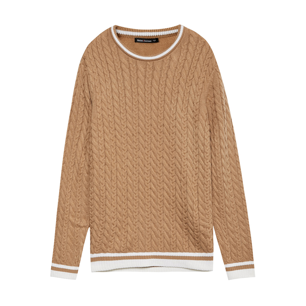 美特斯邦威针织衫男士秋季撞色麻花毛衣套头毛衫韩版潮