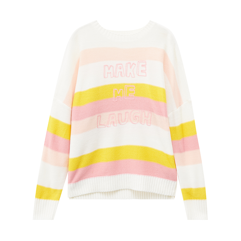 美特斯邦威针织衫女秋季甜美条纹学生韩版显瘦弹力清新