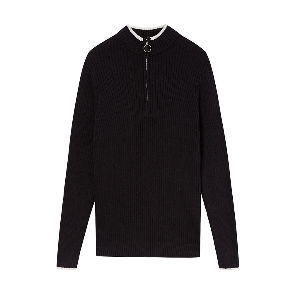 美特斯邦威毛衣男士秋冬季黑白色纯棉高领针织衫学生潮