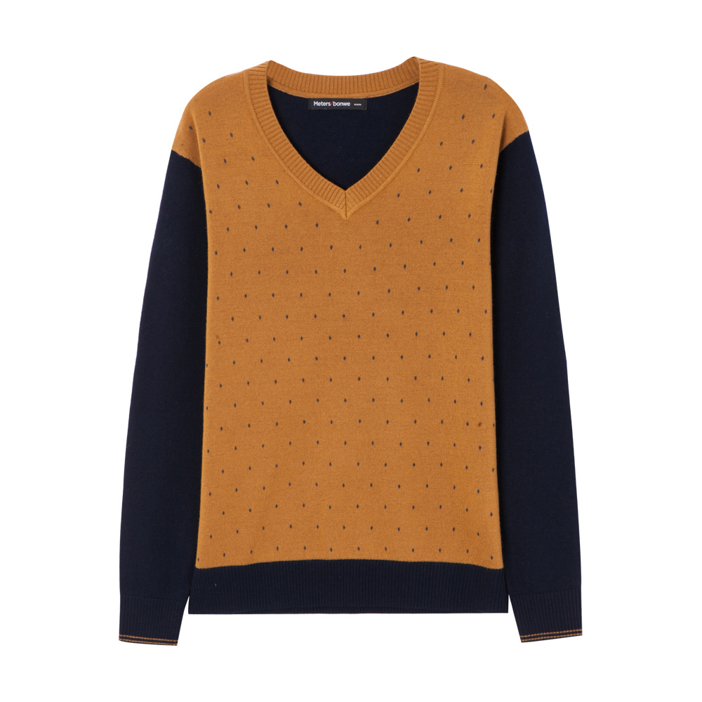 美特斯邦威毛衣男秋季套头V领纯羊毛针织衫韩版线衫青年毛衫潮流S_1