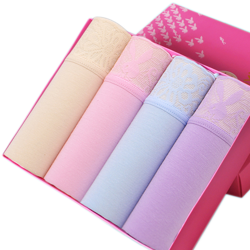 [苏宁自营]花花公子PLAYBOY 女士内裤4条礼盒装5668-4