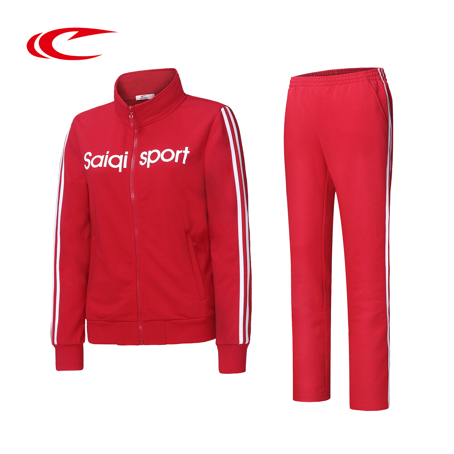 赛琪(SAIQI)女运动套装2018秋季新款舒适运动服长袖长裤跑步休闲针织套装196016