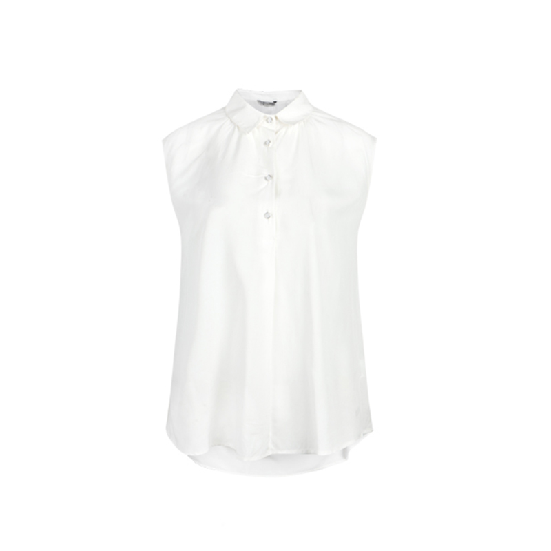 拉夏贝尔2018夏装新款OL风格纯色无袖白衬衫女10010232