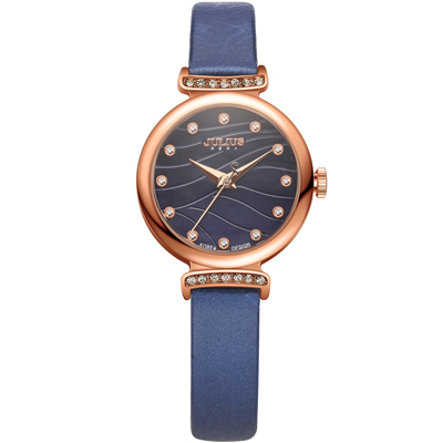 聚利时2017波浪纹新风尚镶钻女士时尚皮带石英手表女表JA-875