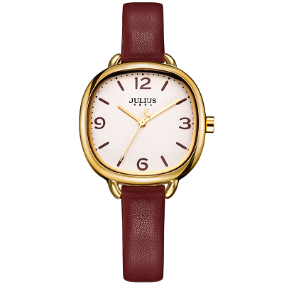 Julius聚利时时尚椭圆复古简约皮带学生女生石英石英女表JA-928