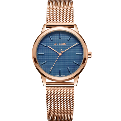 聚利时旗舰店时尚简约不锈钢网带情侣表男表女表防水学生表JA-982