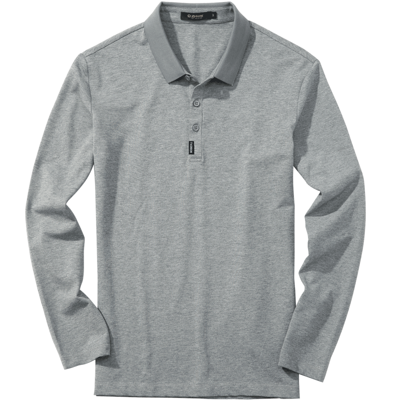 千纸鹤2315 青年polo衫男长袖 简约修身弹力t恤小翻领薄款纯色2315