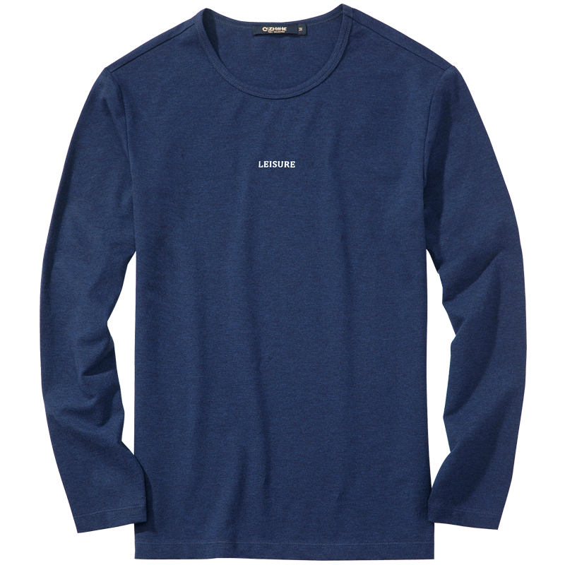 千纸鹤2319青年长袖t恤 男圆领棉质字母印花帅气体恤上衣男装2319