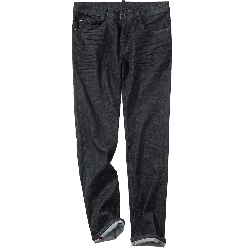 千纸鹤牛仔裤男青年修身黑色弹力棉商务长裤子中腰秋季男7718