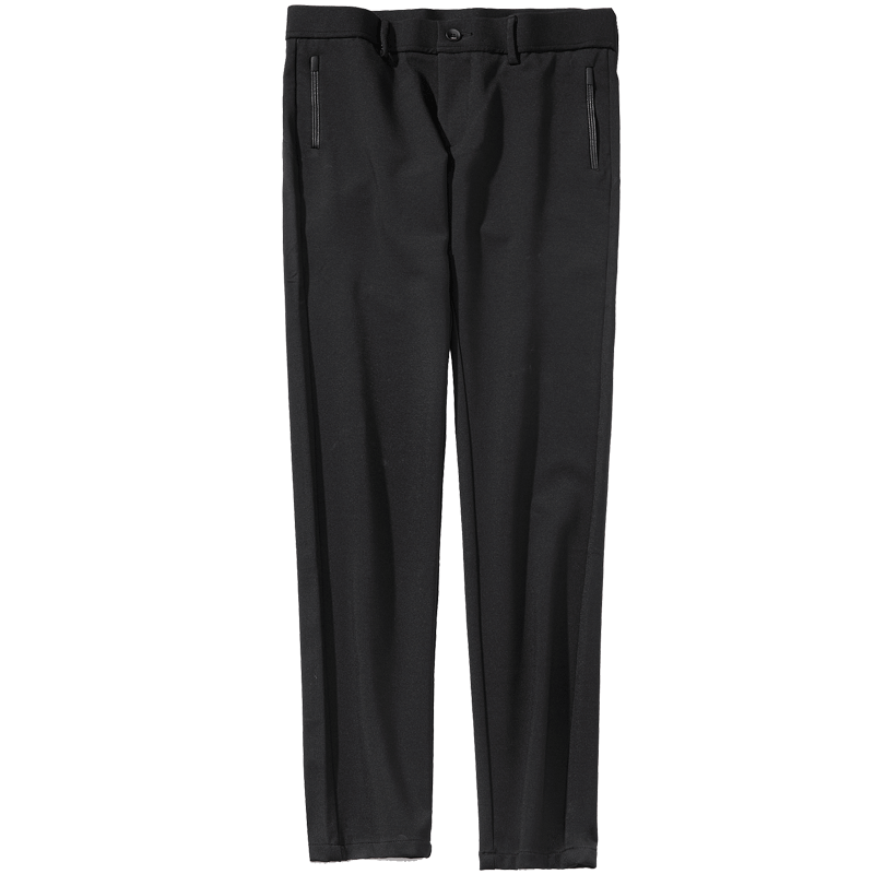 千纸鹤9963 休闲裤男小脚 韩版修身黑色男士针织长裤子带拉链口袋9963