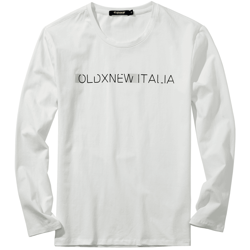 千纸鹤2333长袖t恤男 2017秋季字母印花T恤衫 圆领简约棉弹力体恤2333