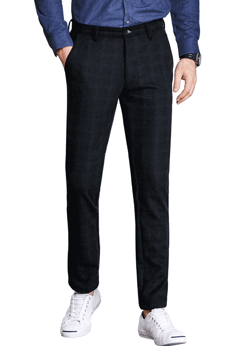 千纸鹤男装休闲裤 2017秋季修身男裤色织格纹韩版长裤子9929