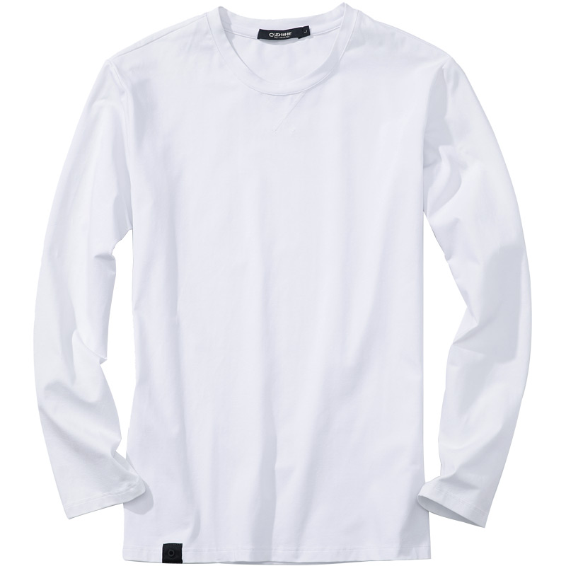 千纸2033鹤新款t恤男长袖 青年圆领弹力修身体恤 纯色弹力打底衫2033