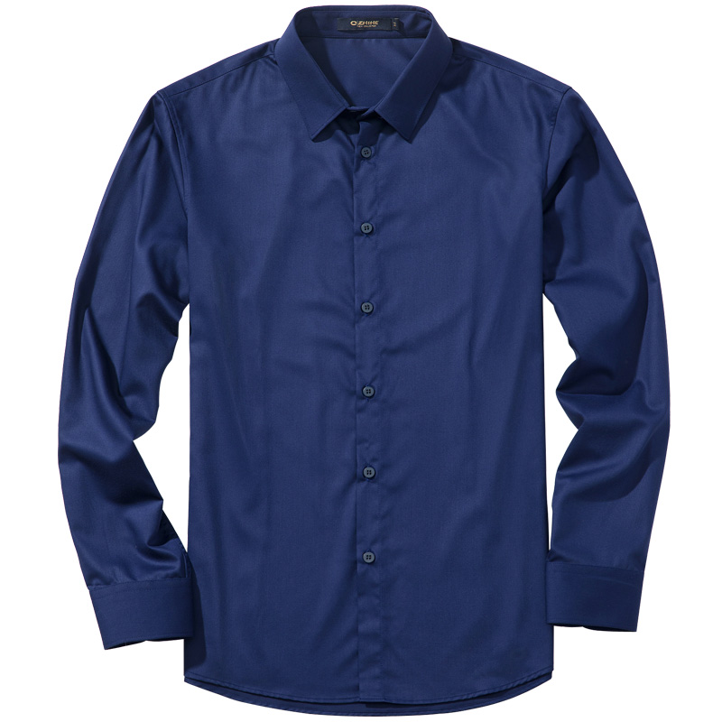 千纸鹤1359男士长袖衬衫2018新款商务弹力免烫纯色休闲衫衣1359