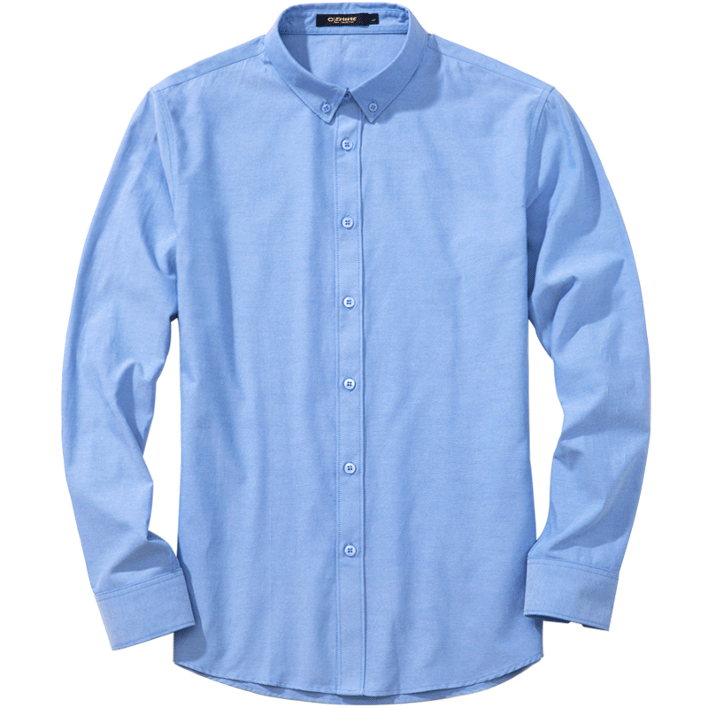 千纸鹤男士长袖衬衫2019新款商务寸衫牛津纺纯色修身青年衬衣男1377