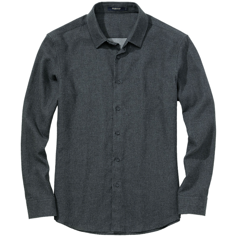 千纸鹤1368男士纯棉长袖寸衣 2018纯色韩版修身商务衬衫休闲1368