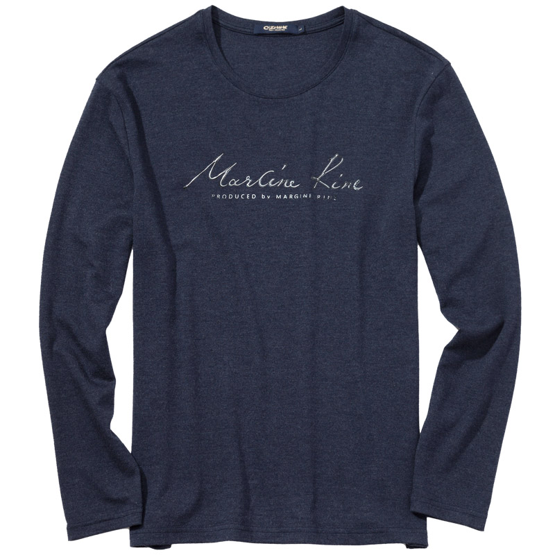 千纸鹤长袖t恤男 圆领修身字母半袖体恤 潮流休闲上衣2339