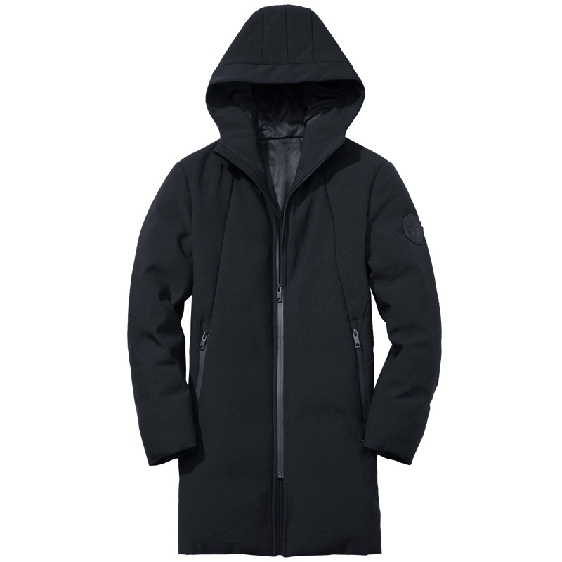 千纸鹤3626羽绒服男中长款2018新款韩版潮流青年修身连帽加厚保暖外套3626