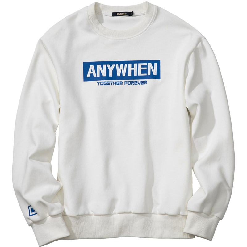 千纸鹤男装2019新款春秋装运动休闲简约圆领撞色字母卫衣15070