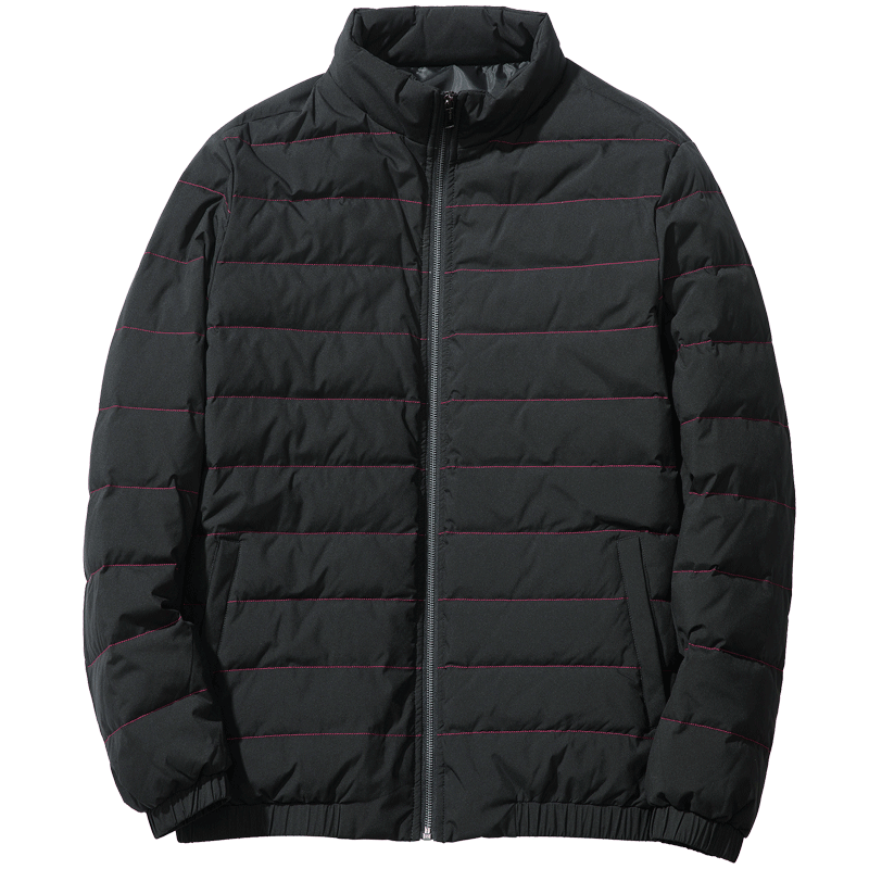 千纸鹤羽绒服男2018冬新款时尚男士条纹保暖帅气短款外套60096