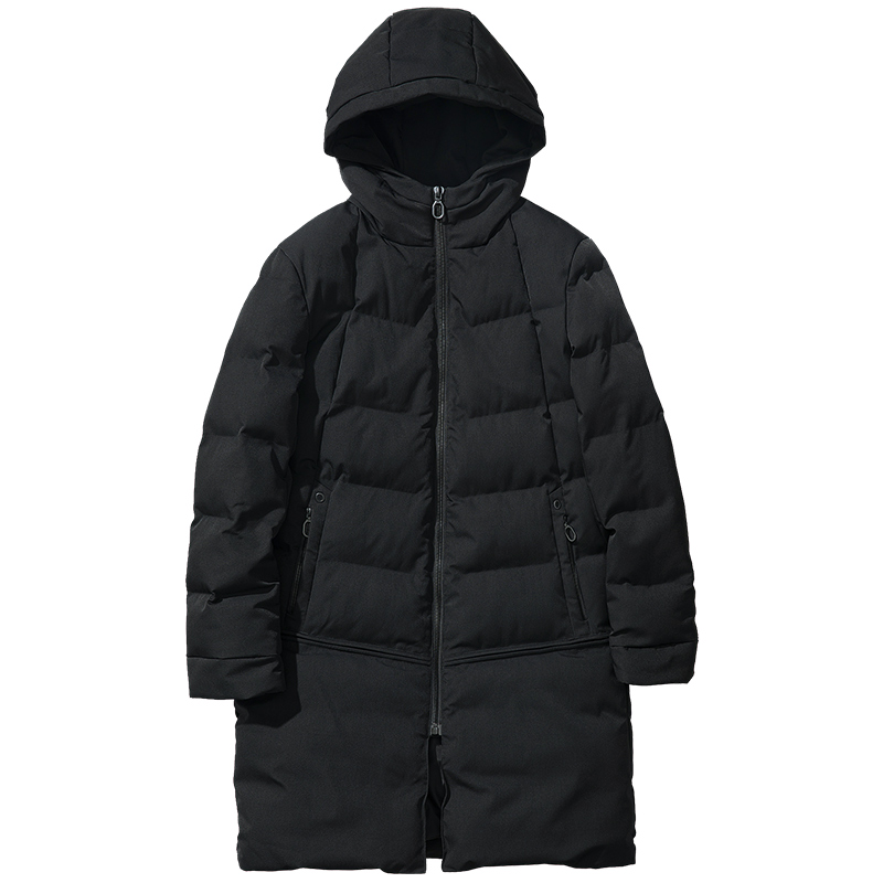千纸鹤男装中长款棉服男2018新款青年休闲纯色连帽冬季外套65088