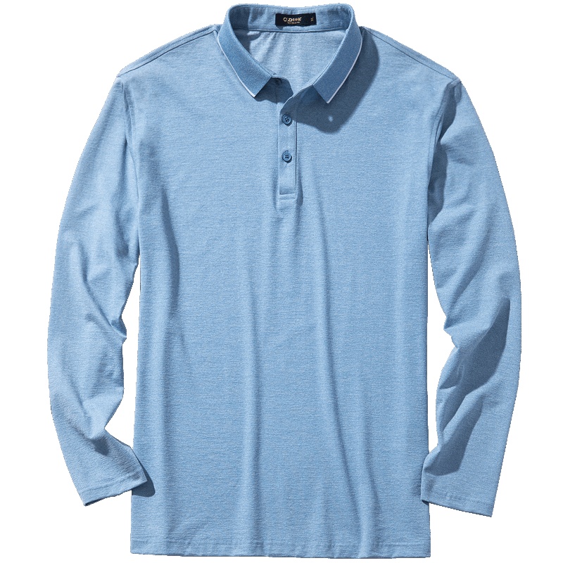 千纸鹤男士翻领T恤商务休闲纯色polo衫青年修身长袖打底上衣25082