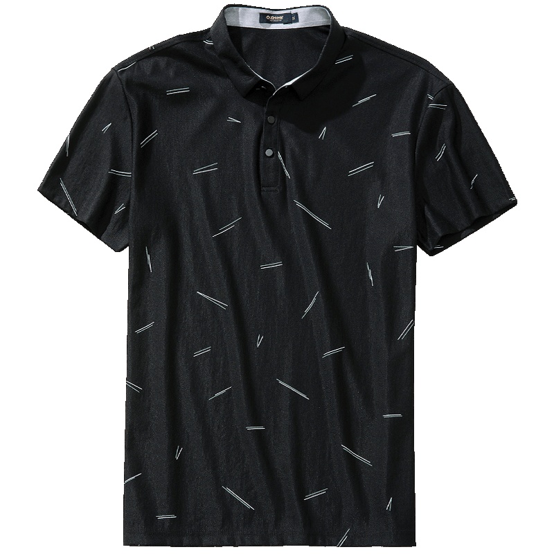 千纸鹤男士T恤2019夏季新款青年休闲简约印花短袖polo衫男25072