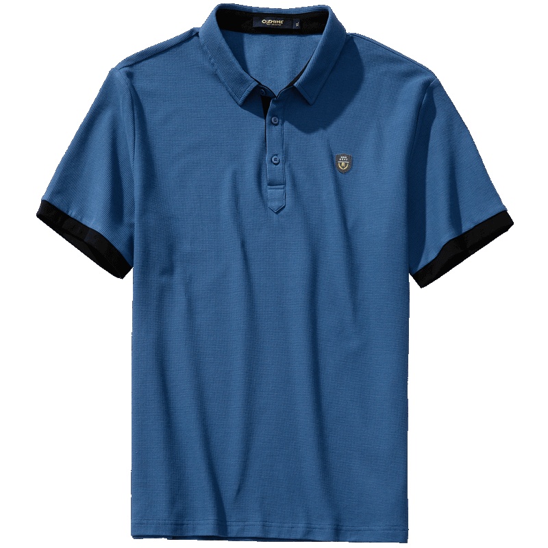 千纸鹤男士T恤上衣2019新款韩版修身简约纯色短袖polo衫男潮25017