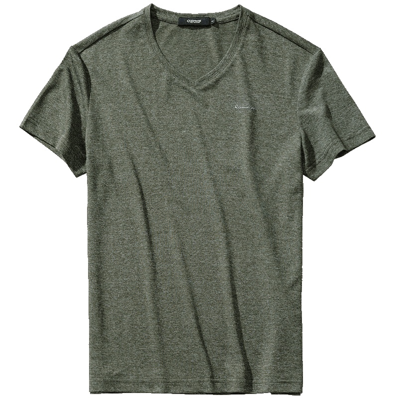 千纸鹤T恤男2019新款韩版时尚v领修身纯色休闲男士短袖上衣20077