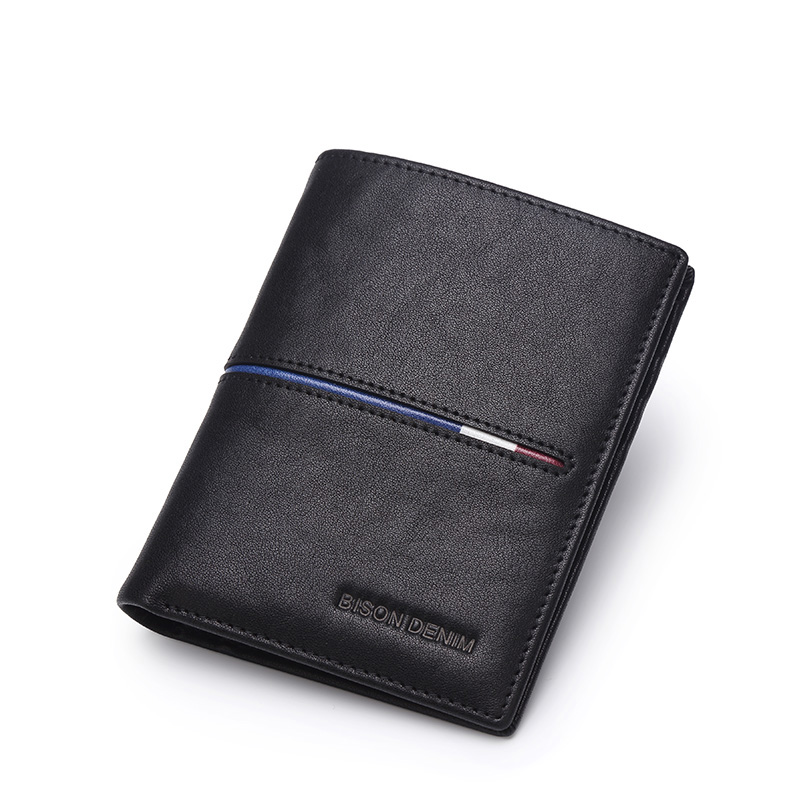 美洲野牛超薄男钱包短款真皮韩版牛皮竖款钱包N4437-2