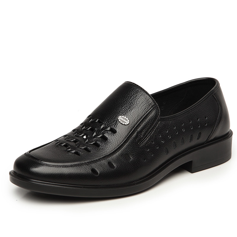 奥康（AOKANG）男士皮凉鞋镂空透气商务中年夏季男皮鞋真皮爸爸鞋