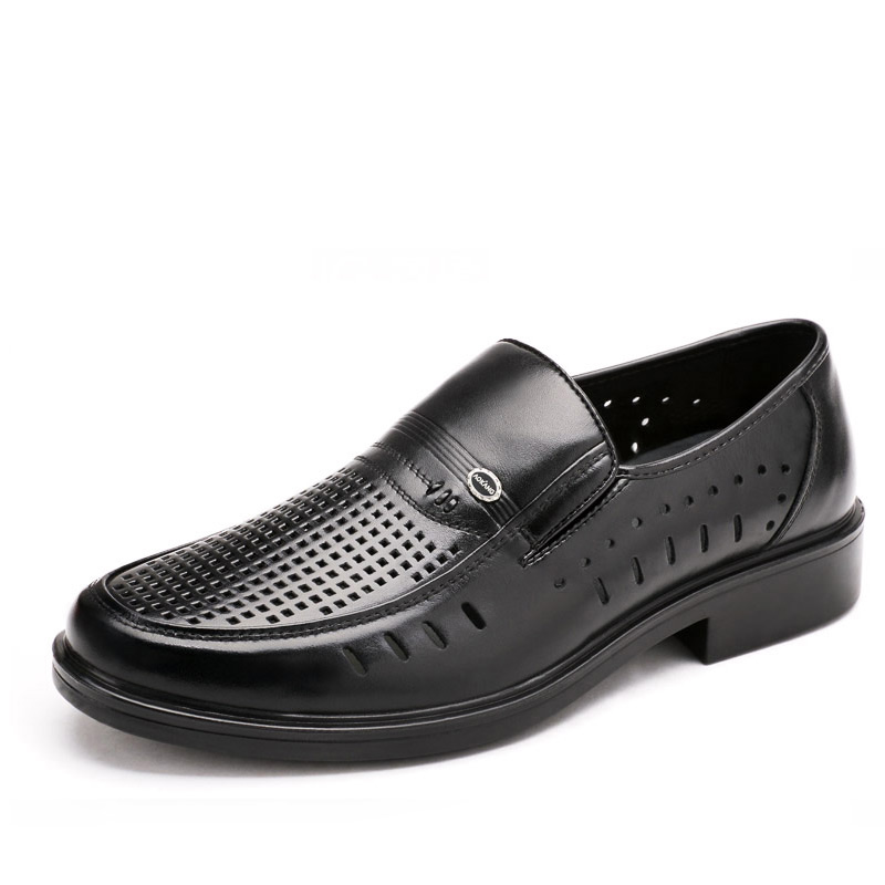 奥康男鞋男士凉皮鞋男夏季镂空男鞋商务休闲中老年爸爸鞋