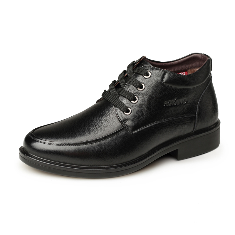 奥康男鞋冬季加绒保暖男士棉鞋真皮系带高帮鞋男英伦男鞋