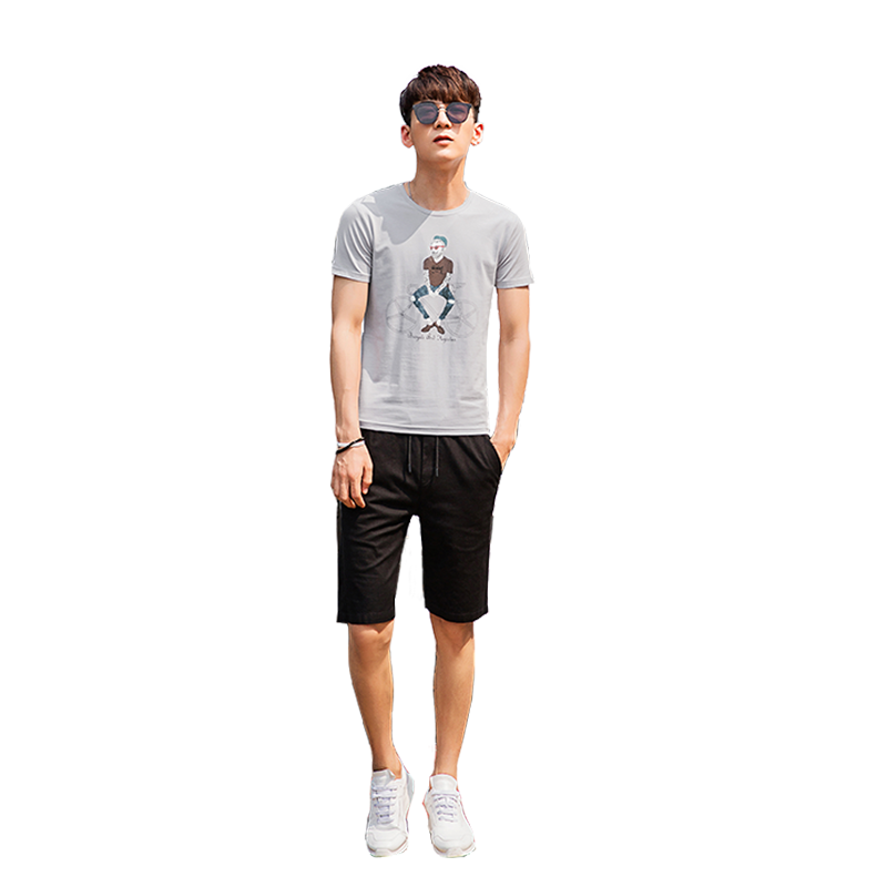 2018夏装新品时尚圆领人物印花男士短袖T恤