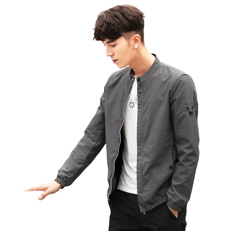 春装新品男款时尚休闲袋口黑四合扣夹克