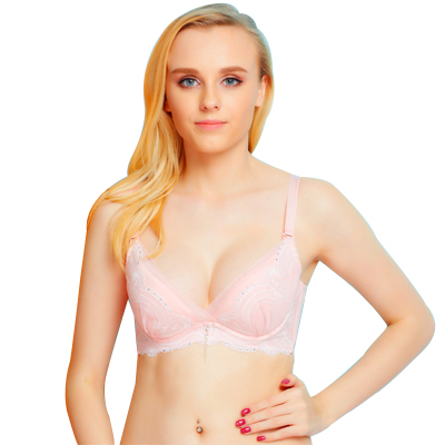 娅茜内衣女士春新款条纹性感V领聚拢调整型薄款文胸胸罩