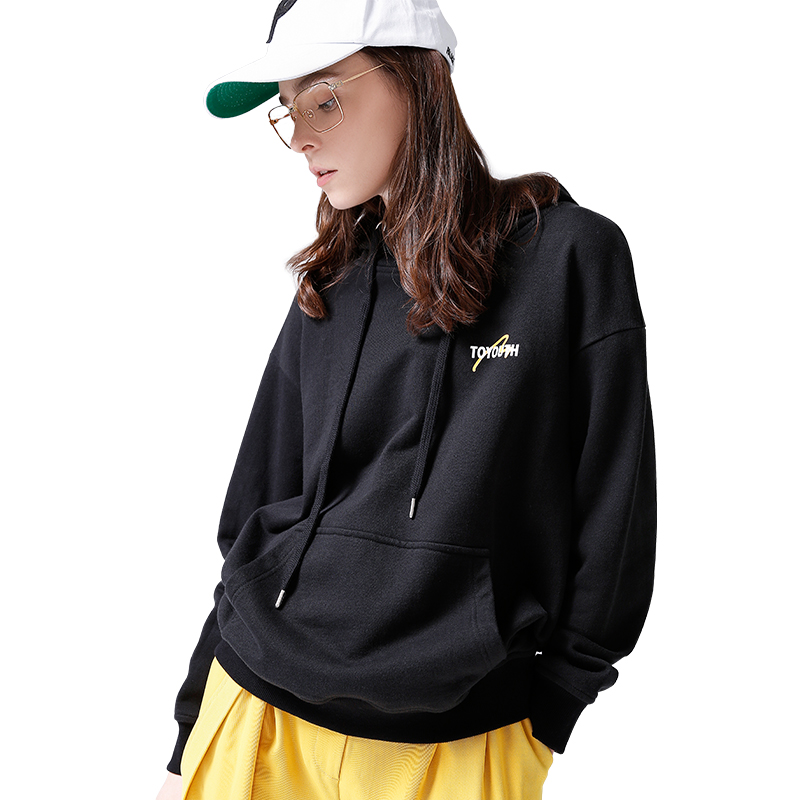 初语连帽心机卫衣女时尚戴帽不加绒宽松上衣原宿风外套