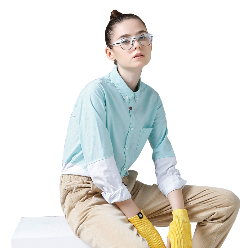 初语衬衫清时尚渐变色休闲打底衬衣女长袖上衣