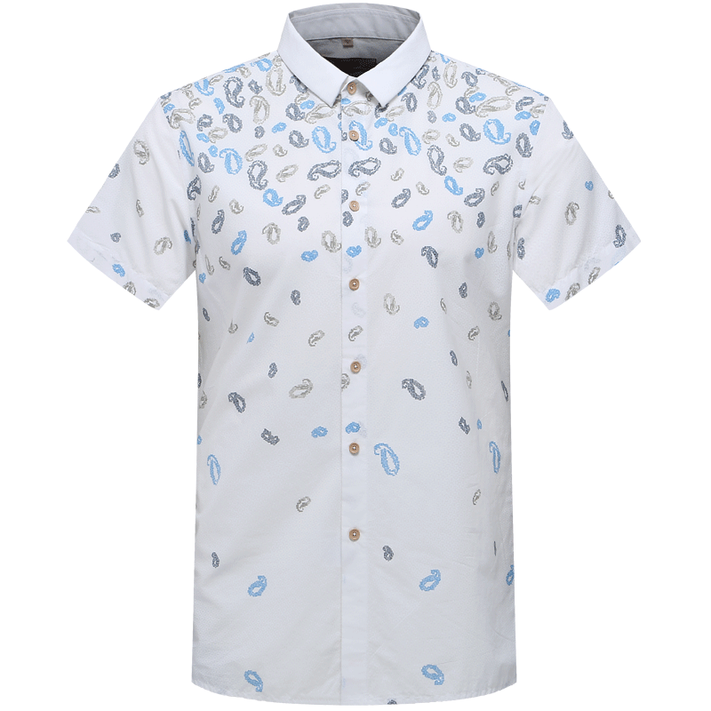 才子男装（TRIES）短袖衬衫 男士夏季款简约几何时尚潮流休闲短袖衬衫1272E0521